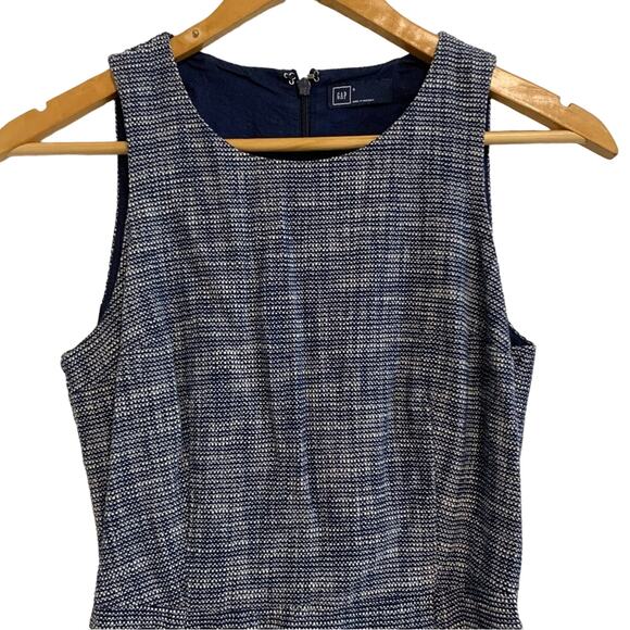 GAP Blue Tweed Sleeveless Fit and Flair Mini Dress - Picture 2 of 7